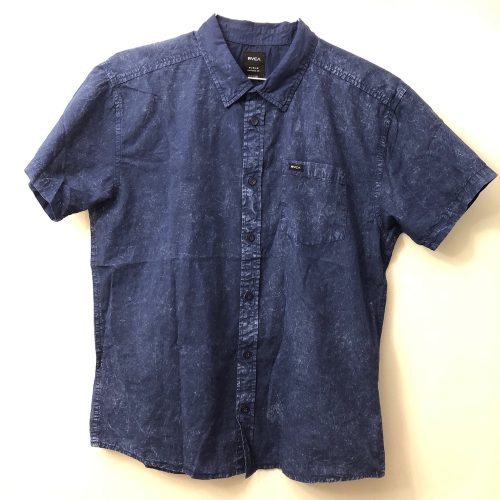 RVCA Mens Acid Rain Short Sleeve Button Down Shirt